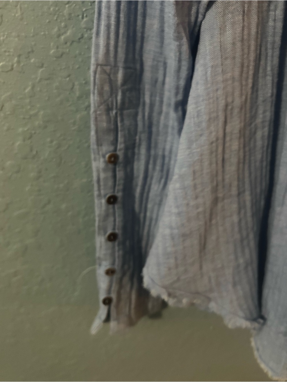 We The Free Free People Baby Blue Cotton Gauze Henley Babydoll Top XS - Picture 5 of 8
